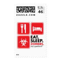 Eat Sleep Zombies - Red postage by visualnewbie Eat Sleep Zombies - Red postage