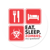 Eat Sleep Zombies - Red stickers by visualnewbie Eat Sleep Zombies - Red stickers