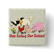 Eating Animal Babies Pinback Button