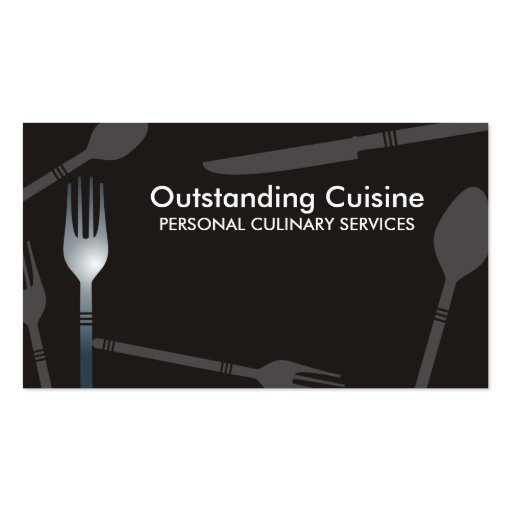 Eating dining utensils catering chef business c... business card (front side)