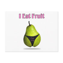 Eating pear postcard