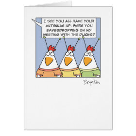 EAVESDROPPING CHICKENS GREETING CARD