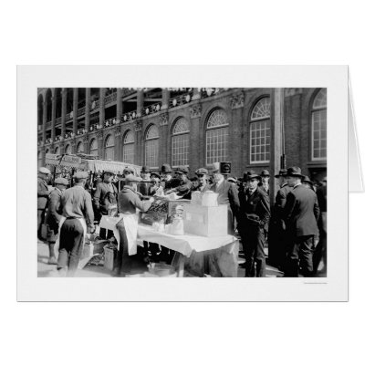 Ebbets Field Hot Dog Stand Baseball 1920 Greeting Cards by lc_baseball