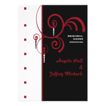 Ebony & Ivory - Rehearsal Dinner Invitation