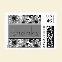 Ebony Sunflower Thank You Wedding Stamp stamps