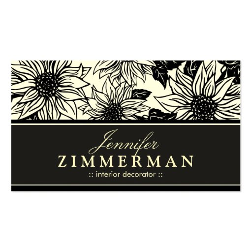 Ebony Sunflowers Floral Business Card (front side)