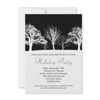 Ebony Winter Wood Corporate Holiday Party Custom Invitations