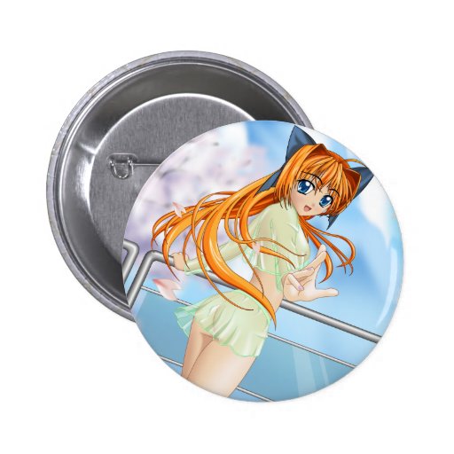 Ecchi Girl Wearing A Green Seethought Dress Pinback Buttons