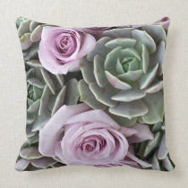 Echeverias and roses pillow by Debra Lee Baldwin pillows
