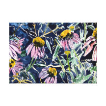 echinacea  coneflower flower watercolor painting gallery wrap canvas