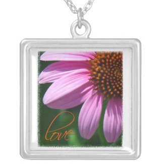 Echinacea Love Square Pendant Necklace