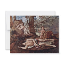 Echo And Narcissus By Poussin Nicolas Custom Invitation