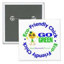 Eco-Friendly Chick Go Green Buttons