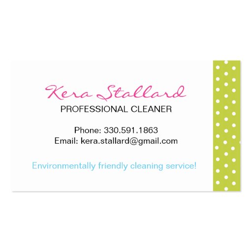 Eco-Friendly Cleaning Services Business Cards (back side)