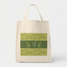 Eco Green Monogram Grocery Tote Tote Bag