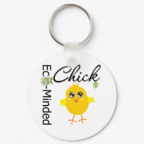 Eco-Minded Chick keychains by chicktshirts Eco-Minded Chick keychains