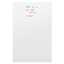 Economic meltdown personal mess unique art words customized stationery