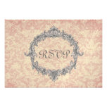 Ecru and Peach Damask RSVP Wedding Response Card Custom Invites