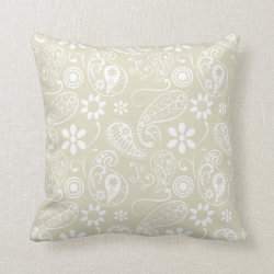 Ecru Paisley; Floral Throw Pillows