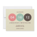 Ecru pastel dot wedding announcement save the date invitations