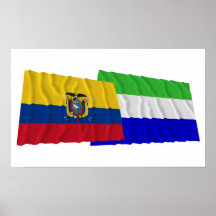 Ecuador and Galápagos waving flags Print