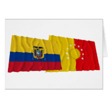 Ecuador and Pichincha waving flags Card