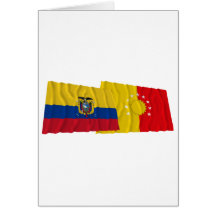 Ecuador and Pichincha waving flags Greeting Cards