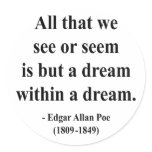 Edgar Allen Poe Quote 1a Round Sticker