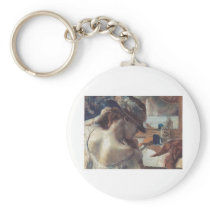 Edgar Degas - At Mirror 1899 Pastel Paper dancer Keychain