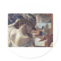 Edgar Degas - At Mirror 1899 Pastel Paper dancer Round Stickers