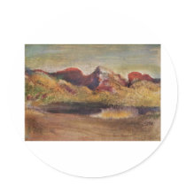 Edgar Degas - Lake & Mountains 1890-92 Pastel Round Stickers