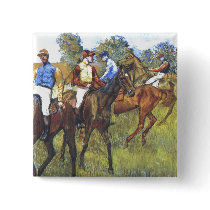 Edgar Degas - Race Horses Jockey Trees Rennpferde Pinback Buttons