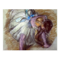 Edgar Degas - Sitting dancer lacing her slipper postcards