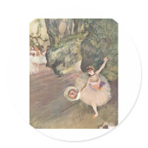Edgar Degas Star of Ballet w/ Flowers 1878 pastel Round Stickers