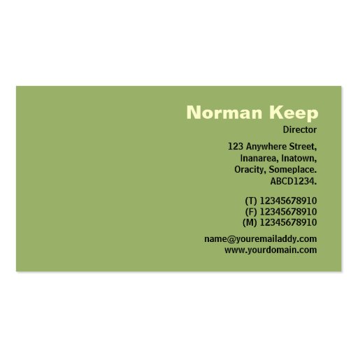 Edge Labeled Monogram - Green Embossed Tex Business Cards (back side)