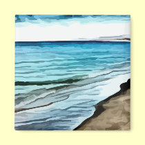 edge of the beach painting magnets