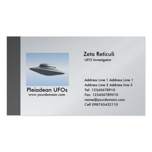 Edge UFO Investigator - Gray Business Card Templates (front side)