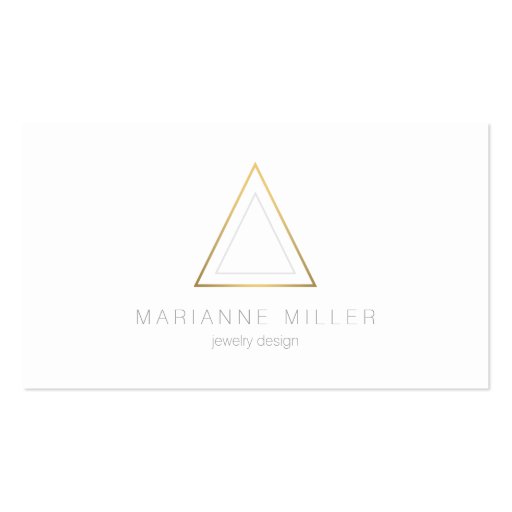 Edgy and Modern Gold Triangle Logo Business Card (front side)