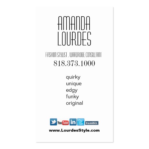 Edgy Funky Fashion Stylist Costume Design fuschia Business Card Templates (back side)