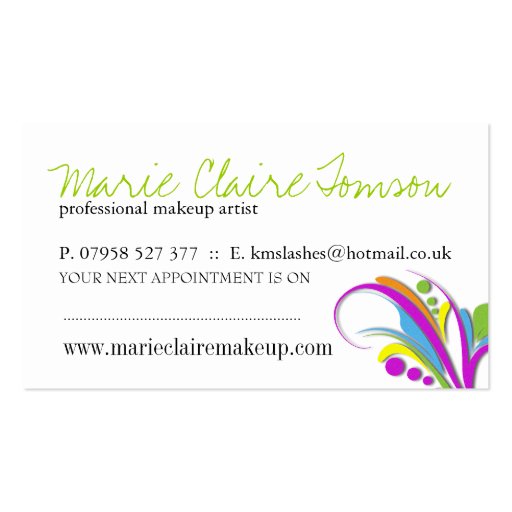 Edgy Makeup Artist Business Card Template (back side)