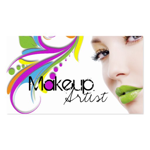 Edgy Makeup Artist Business Card Template (front side)