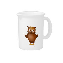 Editable Background - Cute Brown Owl Drink Pitchers