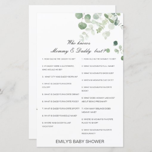 Editable Who Knows Mommy And Daddy Best Zazzle