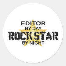 Editor Rock Star by Night Round Stickers