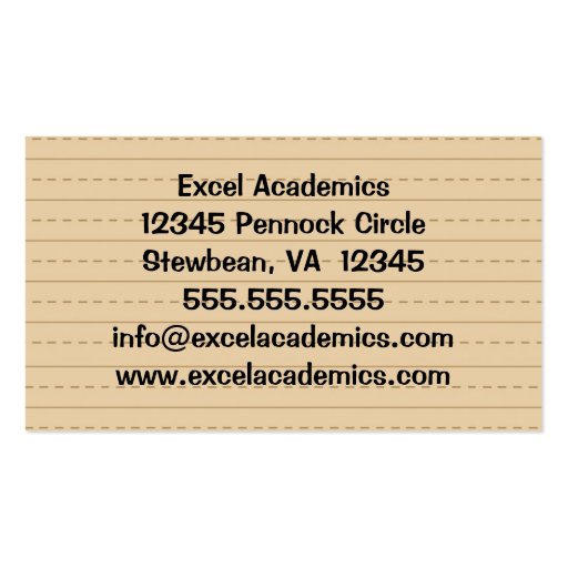 Education Services Business Card (back side)