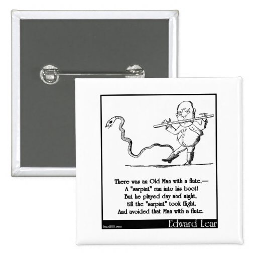 Edward Lear's Old Man with a flute Limerick Pin