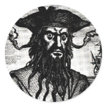 Edward Teach Portrait Round Stickers