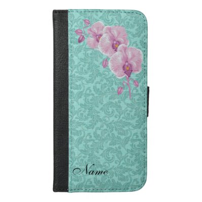 Eelegant chic luxury damask orchid personalized iPhone 6/6S plus wallet case