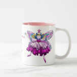 Efecto impreso hadas rosadas lindas de la joya del tazas