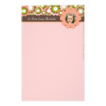 Efectos de escritorio rosados de la foto del flowe papelería